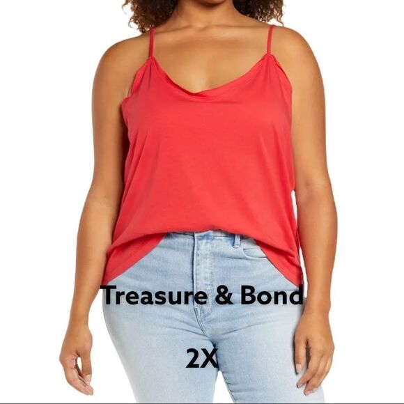 šTreasureā&āBondĀ OrganicāCottonāCamisoleāredā2XĀ  - Picture 1 of 10